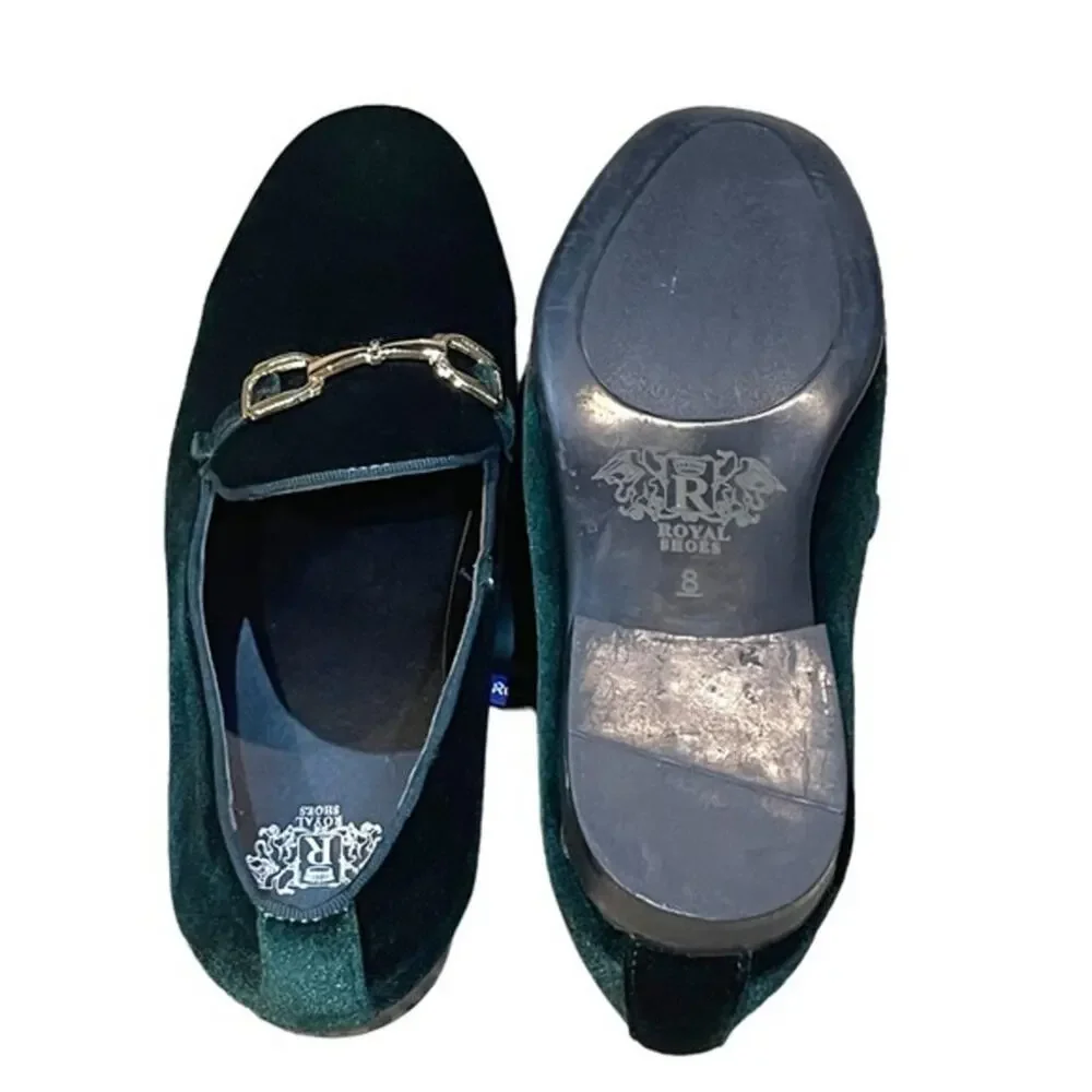 Royal Shoes Collection Smoker Formal Style Green Gold Buckles 8